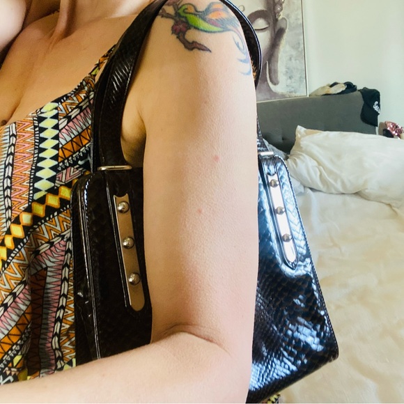 Genuine Leather Snake-Embossed with Silver Clasp closure. Made in France 🇫🇷 - Picture 9 of 12